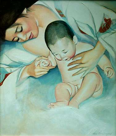 Mother and Child - an Oil Painting by Olga Kornavitch-Tomlinson