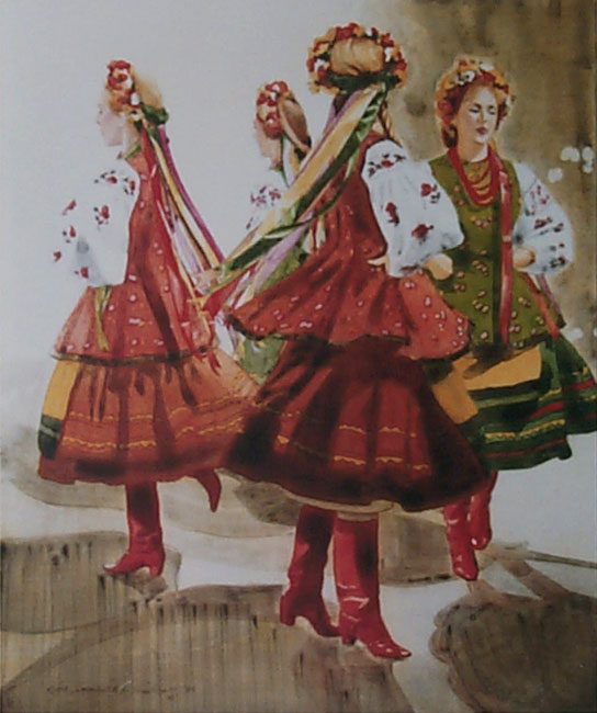 Arranging Costumes- Oil Painting by Olga Kornavitch-Tomlinson