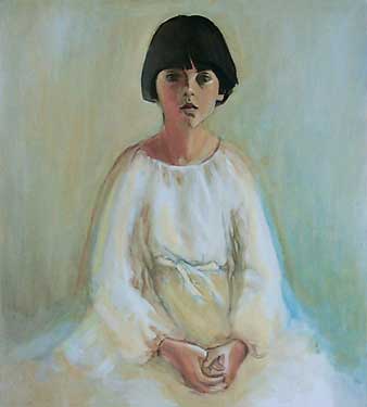 Child Seated - an Oil Painting by Olga Kornavitch-Tomlinson