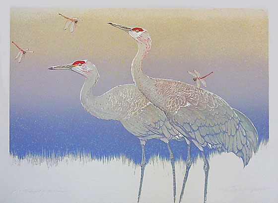 Twilight of the Cranes #1- Lithograph by Roy Tomlinson