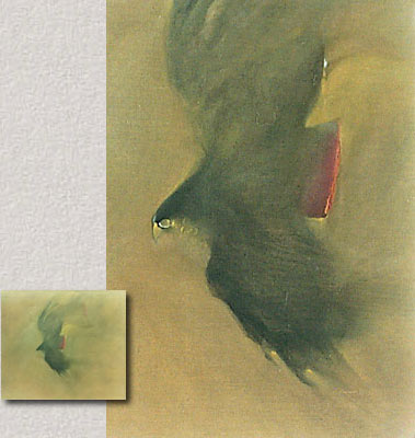 Two Predatory Birds, watercolor on linen canvas by Roy Tomlinson 